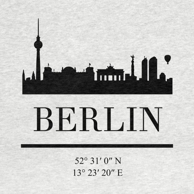 BERLIN GERMANY BLACK SILHOUETTE SKYLINE ART by deificusArt